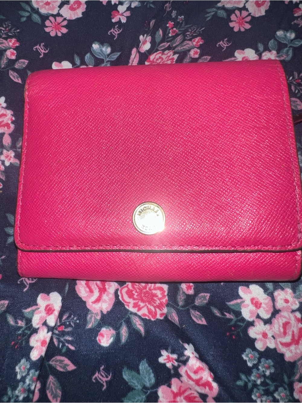 Michael Kors pink/multi color bi fold wallet